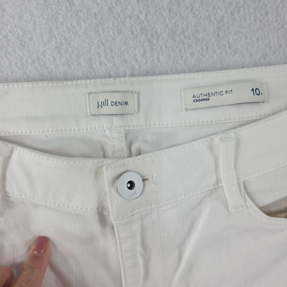 J.Jill Authentic Fit Cropped Raw Hem Stretch Denim Size 10T White Coastal Summer - Picture 7 of 8